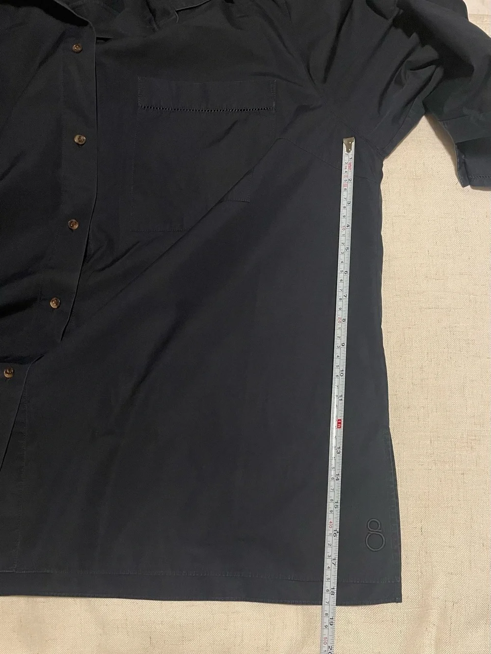 Lafayette 148 New York Navy Cotton Button Front Shirt 3X Oversized - Picture 7 of 7